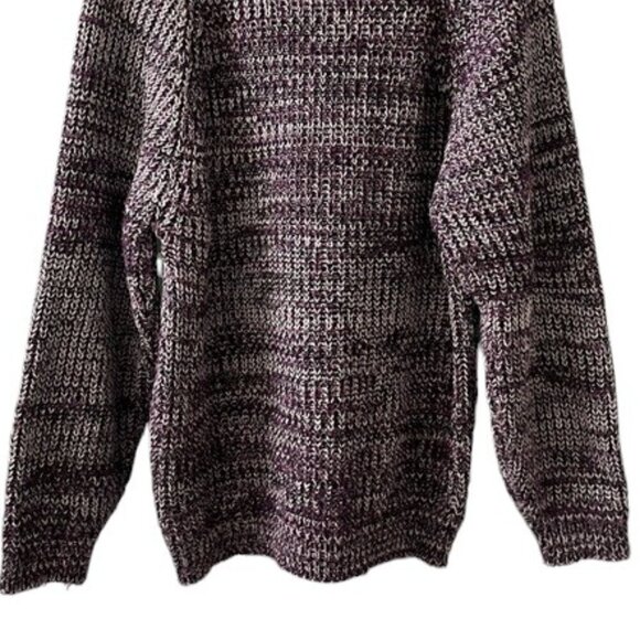 Vintage Segments Men's Purple Marled Crewneck Chunky Knit Pullover Sweater - Picture 7 of 9